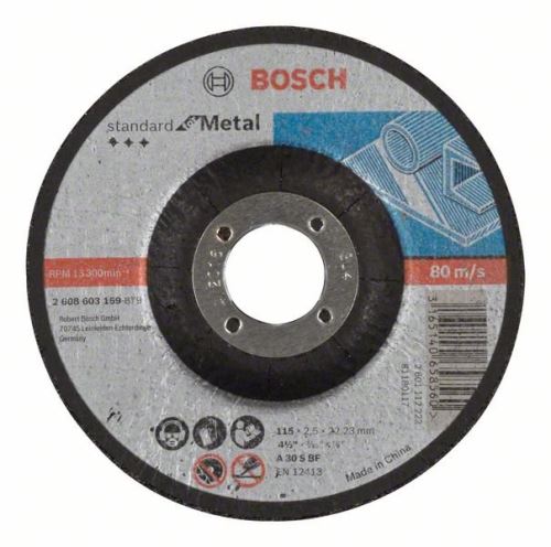 BOSCH Profiltrennscheibe Standard für Metall A 30 S BF, 115 mm, 22,23 mm, 2,5 mm 2608603159