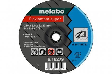 METABO Schleifscheibe Flexiamant SUPER 230 x 6,0 x 22,23 Stahl, SF 27 616279000