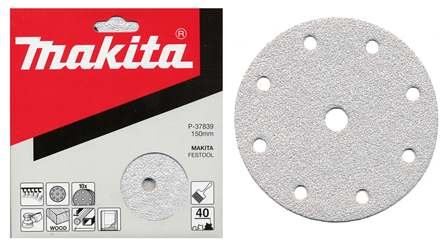 MAKITA Schleifpapier Klett 150 mm 9 Löcher K180, 10 Stück P-37895