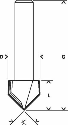 BOSCH V-Nutfräser 8 mm, L 31,8 mm, L 19 mm, G 51 mm, 90° 2608629370