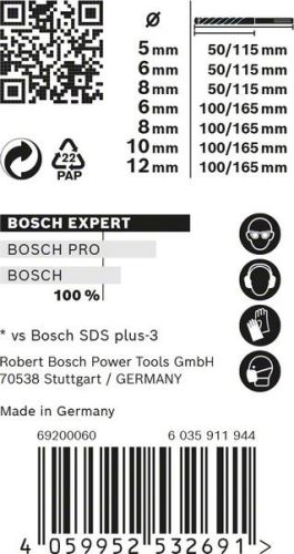 BOSCH EXPERT SDS plus-7X Set 5/6/6/8/8/10/12 mm, 7 Stück 2608900195