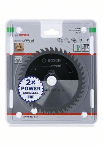 BOSCH Sägeblatt für Akku-Sägen; Standard für Holz 140x20x1,5/1,0x42T 2608837672