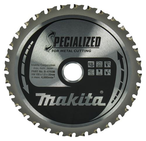 MAKITA Sägeblatt Stahl SPECIALIZED 150x1,5x20 mm 32 Zähne B-47036