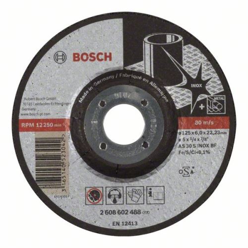 BOSCH Profilierte Schruppscheibe Expert für Inox AS 30 S INOX BF, 125 mm, 6,0 mm 2608602488