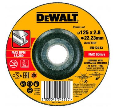 DeWALT Konvexe Metalltrennscheibe 125 x 22,2 x 3,0 mm DT43911