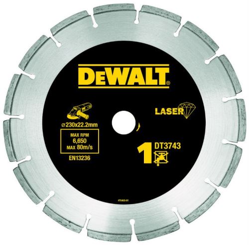 DeWALT DIA Segmentscheibe für Baustoffe und Beton, zum Trockenschneiden, 230 x 22,2 mm DT3743