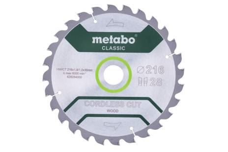 METABO Sägeblatt 216 x 30 mm, 28 Zähne, 5° CordlessCutClassic 628284000