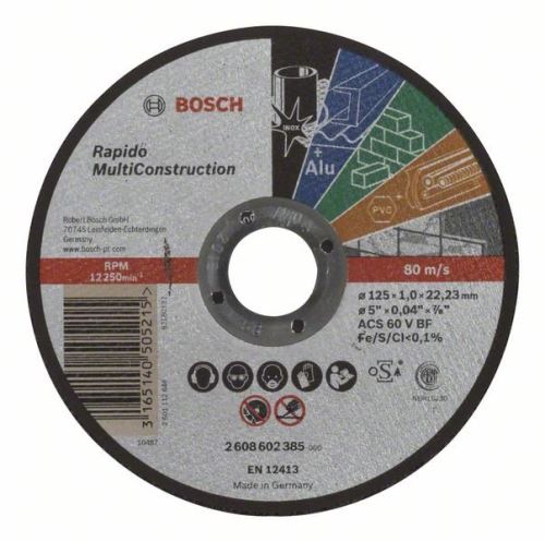 BOSCH Trennscheibe gerade Rapido Multi Construction ACS 60 V BF, 125 mm, 1,0 mm 2608602385