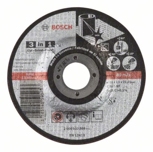 BOSCH Trennscheibe 3 in 1 A 46 S BF, 115 mm, 2,5 mm 2608602388