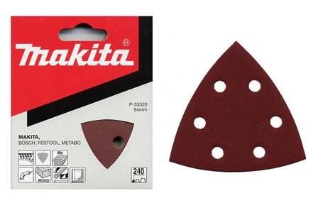 MAKITA Schleifpapier Klett 94x94x94 mm 6 Löcher K120, 10 Stück P-33299