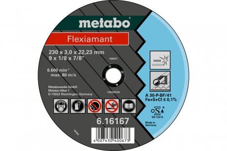 METABO Schleifscheibe Flexiamant 180 x 3,0 x 22,23 INOX, TF 42 616299000