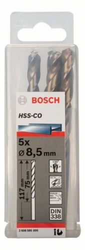 BOSCH Bohrer für Metall HSS-Co, DIN 338 8,5 x 75 x 117 mm (5 Stück) 2608585895