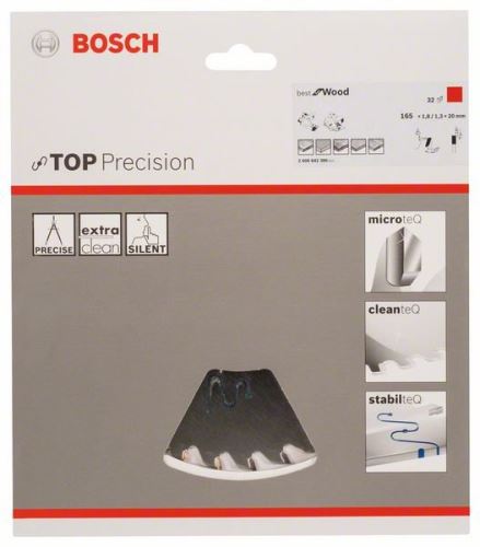 BOSCH Kreissägeblatt Top Precision Best for Wood 165 x 20 x 1,8 mm, 32 2608642386