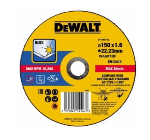 DeWALT Trennscheibe für Edelstahl 150 x 22,2 x 1,6 mm DT43907