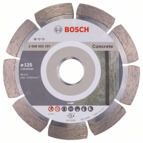 BOSCH Diamanttrennscheibe Standard für Beton 125 x 22,23 x 1,6 x 10 mm 2608602197