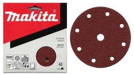 MAKITA Schleifpapier Klett 150 mm 9 Löcher K240, 10 Stück P-31996