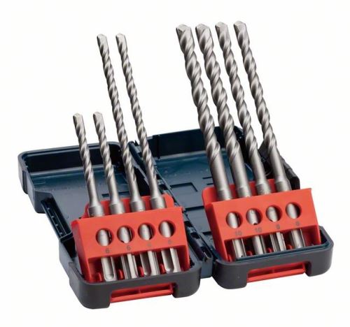 BOSCH 8-teiliges SDS-Plus-3 Hammerbohrer-Set, Hartbox 6 x 110 (2x); 6x160 (2x); 8x160 (2x); 10 x 160 (2x) mm 2607019902