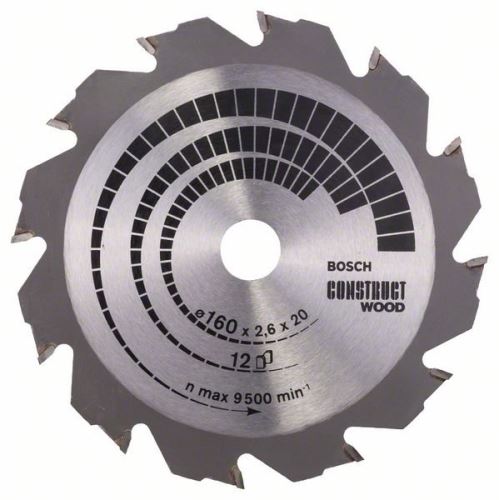 BOSCH Sägeblatt Construct Wood 160 x 20/16 x 2,6 mm; 12 2608640630