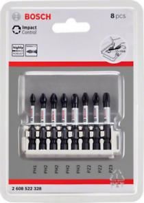 BOSCH Impact Control Schraubbits-Set, 8-teilig, 1×PH1;3×PH2;1×PH3;2×PZ2;1×PZ3 2608522328