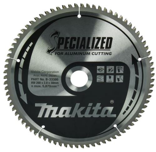 MAKITA Sägeblatt Aluminium SPECIALIZED 260x2,8x30mm 80 Zähne B-33386