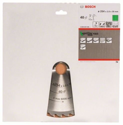 BOSCH Sägeblatt Optiline Wood 254 x 30 x 2,0 mm, 40 2608640438