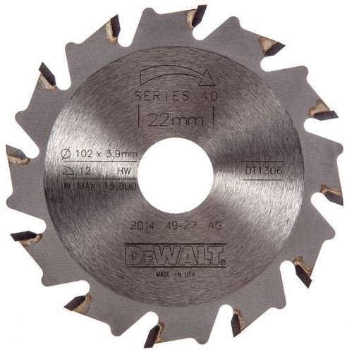 DeWALT-Scheibe (für DW682K-Hobel) 105 x 22 mm, 12 Zähne DT1306