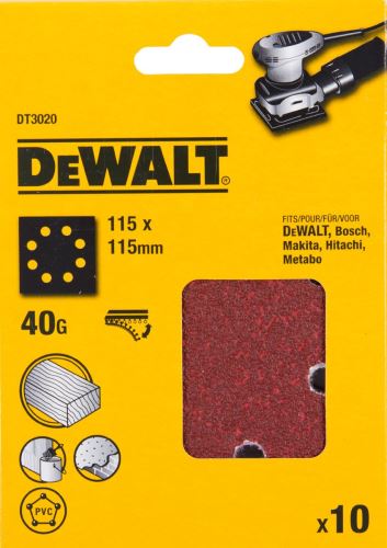 DeWALT Schleifpapier 115 x 115 mm, P240, Klettverschluss (25 Stück) DT3035