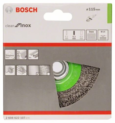 BOSCH Scheibendrahtbürste, Welldraht, 115, Edelstahl 115 mm, 0,3 mm, M14 2608622107