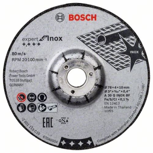 BOSCH Schleifscheibe 76 × 4 × 10 mm, 2 Stk., Expert für INOX A 30 Q INOX BF; 76 mm; 4mm; 10mm 2608601705