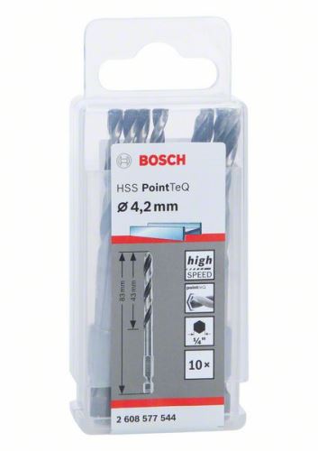 BOSCH Bohrer für Metall HSS PointTeQ HEX mit 6-Punkt-Schaft; 4,2 mm 2608577544