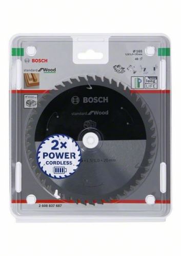 BOSCH Sägeblatt für Akku-Sägen, Standard für Holz, 165x20x1,5/1,0x48T 2608837687