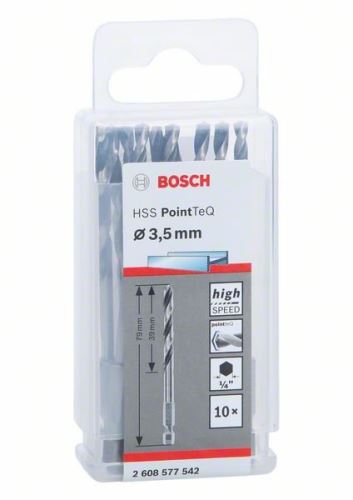 BOSCH Bohrer für Metall HSS PointTeQ HEX mit 6-Punkt-Schaft; 3,5 mm 2608577542