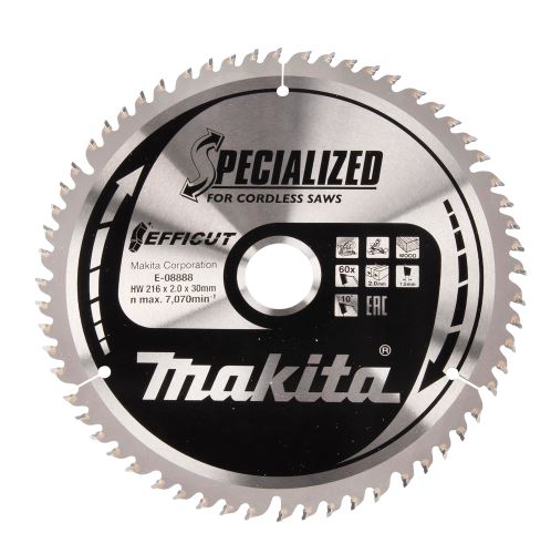 MAKITA Sägeblatt Holz Efficut 216x2x30 mm 60 Zähne E-08888