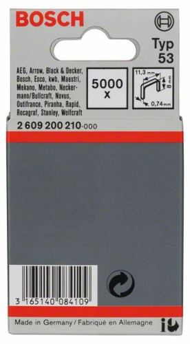 BOSCH Heftklammern mit dünnem Draht, Typ 53 11,4 x 0,74 x 8 mm (5000 Stück) 2609200210