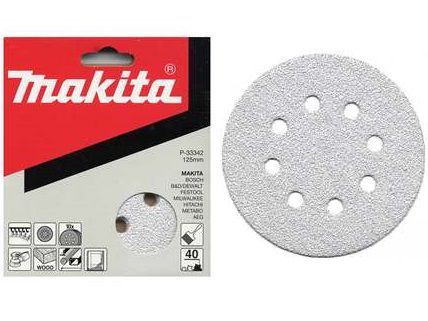 MAKITA Schleifpapier Klett 125 mm 8 Löcher K180, 50 Stück P-37437