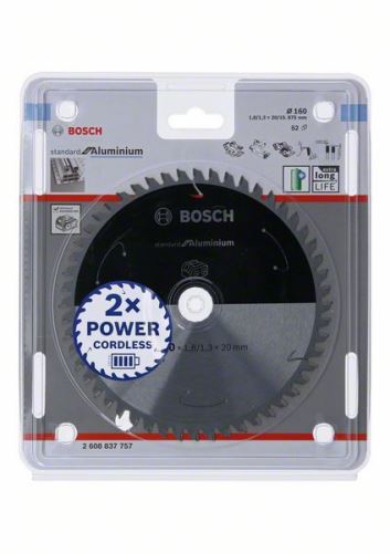 BOSCH Sägeblatt für Akku-Sägen; Standard für Aluminium 160x20/15,875x1,8/1,3x52T 2608837757