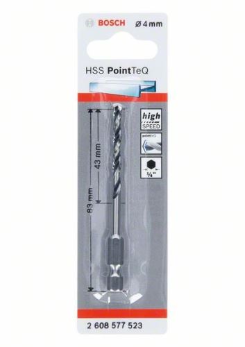 BOSCH Bohrer für Metall HSS PointTeQ HEX mit 6-Punkt-Schaft; 4,0 mm (5 Stück) 2608577523