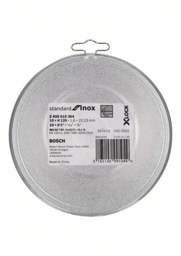 BOSCH X-LOCK Flachtrennscheibe Standard für Inox 10×125×1,6×22,23 mm 2608619364