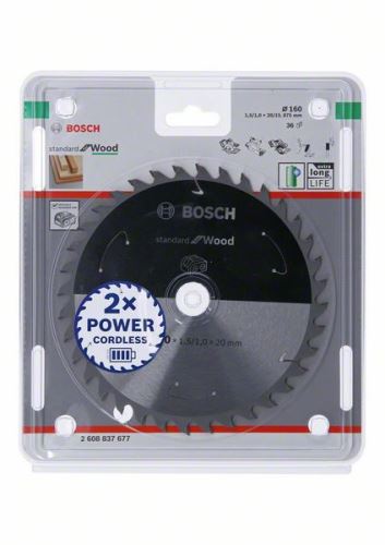 BOSCH Sägeblatt für Akku-Sägen; Standard für Holz 160x20/15,875x1,5/1,0x36T 2608837677