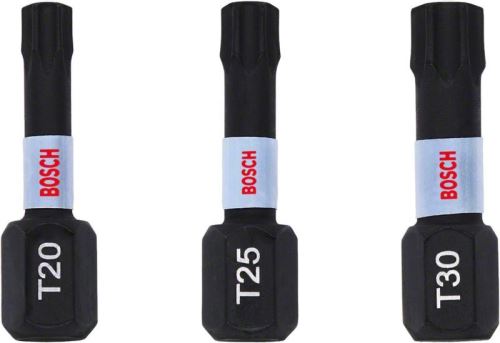 BOSCH Satz T20, T25, T30 Bits 25 mm, 3 Stück 2608522479