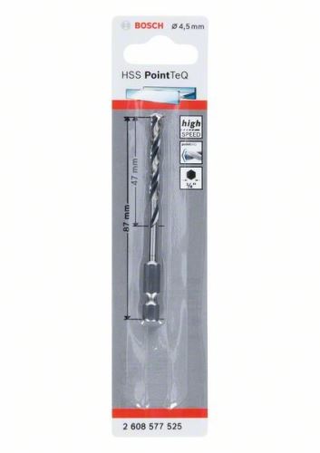 BOSCH Bohrer für Metall HSS PointTeQ HEX mit 6-Punkt-Schaft; 4,5 mm (5 Stück) 2608577525