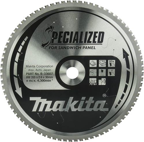 MAKITA Sandwichplatten-Sägeblatt SPECIALIZED 355x2,6x30 mm 80 Zähne B-33607