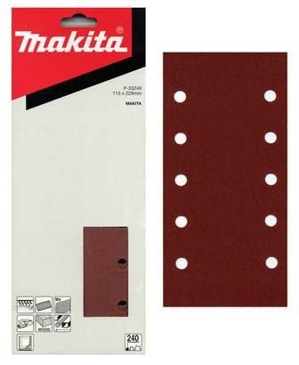 MAKITA Schleifpapier Klett 115x229 mm 10 Löcher K150, 10 Stück P-33227