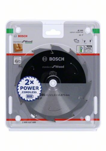 BOSCH Sägeblatt für Akku-Sägen; Standard für Holz 165x15,875x1,5/1,0x12T 2608837680