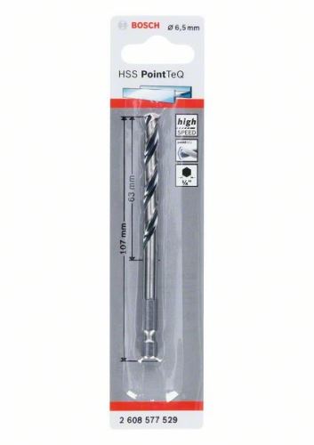 BOSCH Bohrer für Metall HSS PointTeQ HEX mit 6-Punkt-Schaft; 6,5 mm (5 Stück) 2608577529