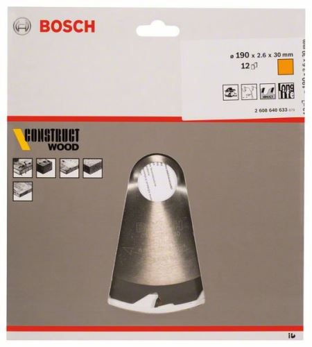 BOSCH Sägeblatt Construct Wood 190 x 30 x 2,6 mm; 12 2608640633