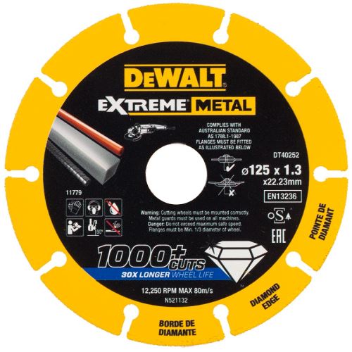 DeWALT Diamanttrennscheibe EXTREME METAL 125 x 1,3 mm DT40252