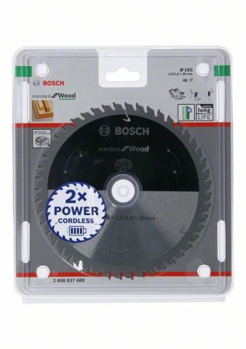 BOSCH Sägeblatt für Akku-Sägen; Standard für Holz 165x30x1,5/1,0x48T 2608837689