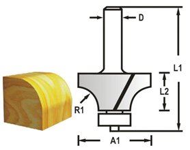 MAKITA Abrundfräser mit Lagerschaft 8 mm, 20,7x10x52 mm R 4 mm D-48365