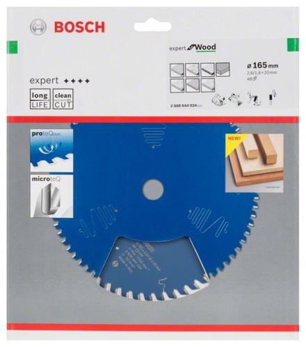 BOSCH Sägeblatt Expert für Holz 165 x 20 x 2,6 mm, 48 2608644024